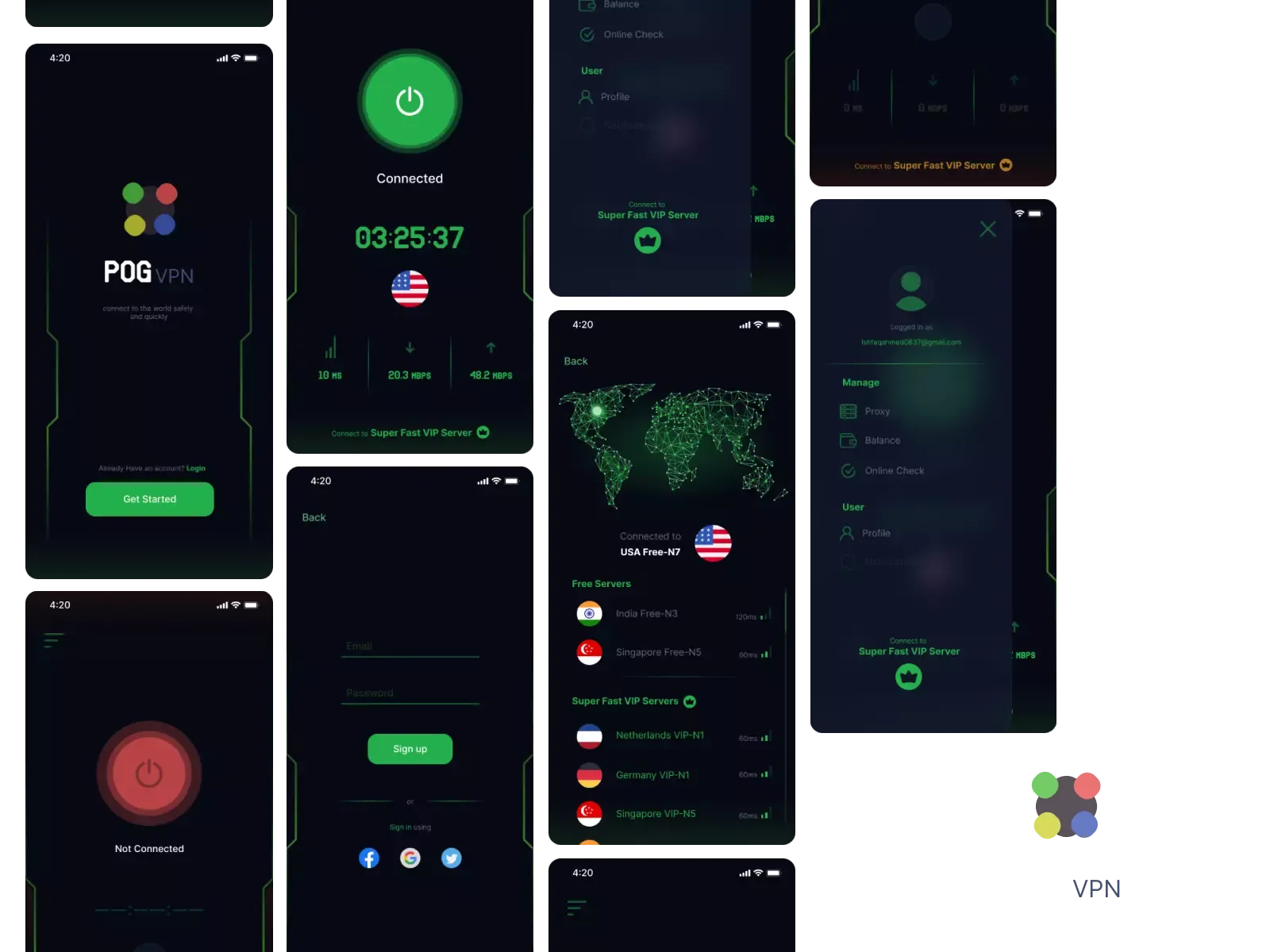 POG VPN Ui design by ishfaq ahmed